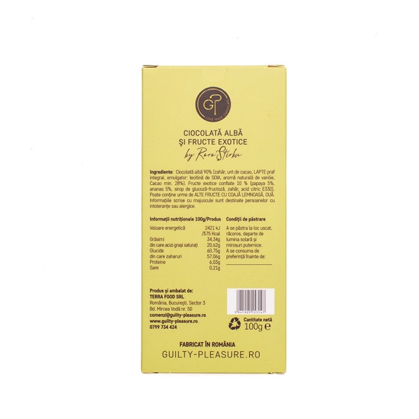 Poza cu Ciocolată albă cu fructe exotice, Guilty Pleasure, 100g