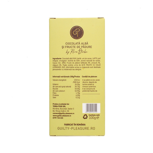 Poza cu Ciocolată albă cu fructe de pădure, Guilty Pleasure, 100g