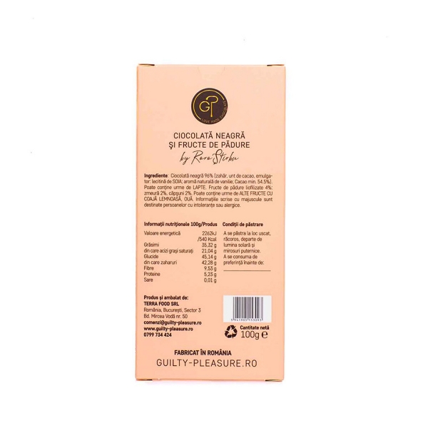 Poza cu Ciocolată neagră cu fructe de pădure, Guilty Pleasure, 100g