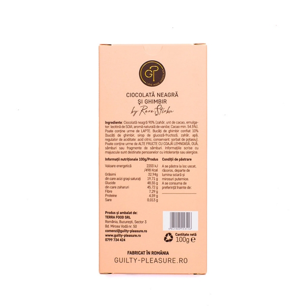 Poza cu Ciocolată neagră cu ghimbir, Guilty Pleasure, 100g