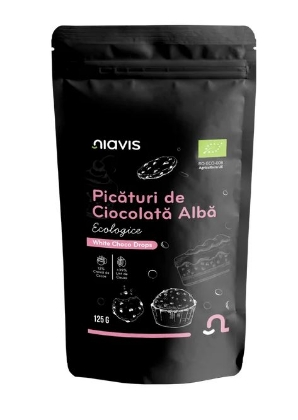 Poza cu Picături de ciocolată albă Bio, Niavis, 125g