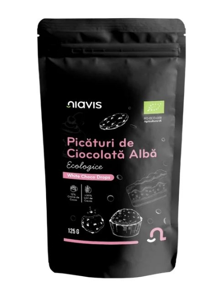 Poza cu Picături de ciocolată albă Bio, Niavis, 125g