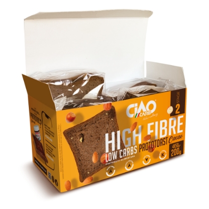 Poza cu Pâine crocantă proteică cu cacao Prototoast Stage 2, Ciao Carb, 200g (4x50g)