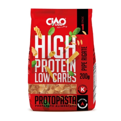 Poza cu Paste proteice Protopasta Pipe Rigate Stage 1, Ciao Carb, 200g